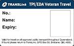 sample of back of TPI/EDA Veteran Travel card