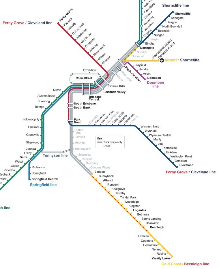 Map of weekday track closure on most lines