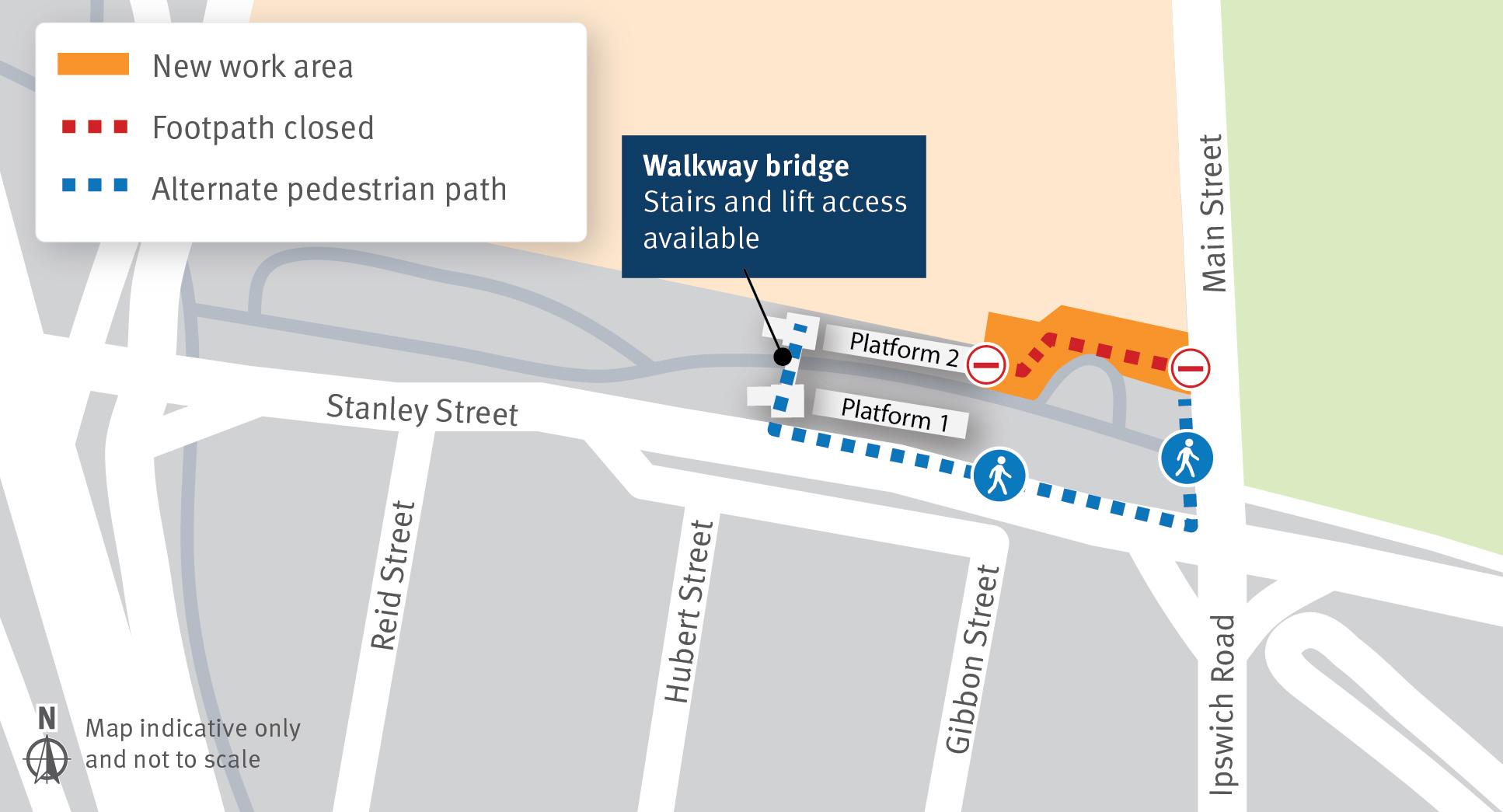 Woolloongabba station pedestrian access change map